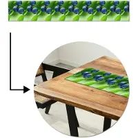 MuchoWow Tafelloper 180x30 cm - Tafelmat vinyl Bosbessen - Paars - Bladeren - Groen - Tafeldecoratie - Tafelversiering - Keuken decoratie - Tafel versiering