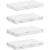 vidaXL Wandplank 4 st Wit Marmer 40 x 23,5 x 3,8 cm Bewerkt hout