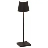 Zafferano Poldina micro acculamp, IP65 zwart micro, dimbaar, zwart, Aluminium, Modern