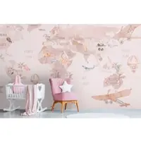 A.S. Création Fotobehang wereldkaart in beige roze