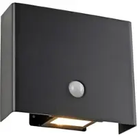 JUST LIGHT Wandlamp buiten met bewegingssensor Amin, zwart, Hal, Aluminium, Modern