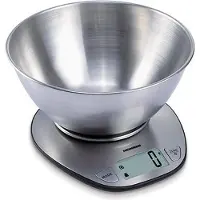 Heinner Digitale Keukenweegschaal met Kom – 1 g tot 5 kg – Weegfunctie voor Vloeistoffen (ml) – LCD-display – Auto On/Off – Tara-functie – Zilver