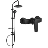 Mexen Carl opbouw douche set met regendouche en Lynx douchekraan, zwart - 745940240-70