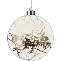 Lumineo LED Bol Met Bloemen Ø14cm 15LED Transparant transparant Glas Decoratief
