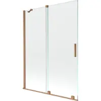 Mexen Velar badwand 2-vleugelig schuif 130 x 150 , transparant, geborsteld koper - 896-130-000-01-65