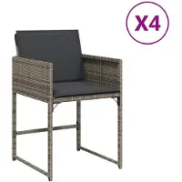 vidaXL Tuinstoelen 4 st met kussens poly rattan grijs