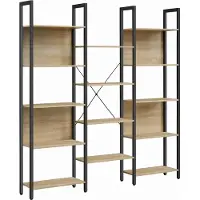 Leobert Boekenkast SONOMA, 14 Planken en Stalen Frame, Kleur: Eiken Sonoma en Zwart, Modern en Functioneel Design, Ideaal voor Woonkamer, Slaapkamer of Kantoor, 166 x 158 x 24 cm