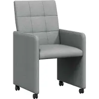 vidaXL Eetkamerstoelen met wielen 2 st Stof Lichtgrijs 58 x 65 x 94 cm
