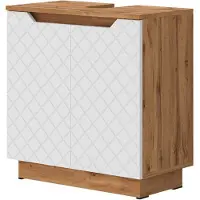 Vicco Lotta Wastafelonderkast – 59.8 x 62.1 cm met 2 deuren Eiken/wit met tegelstructuur