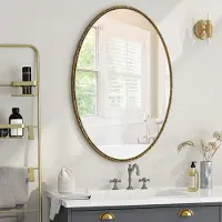 STILVORA Spiegel – Elegant Retro IJzeren Lijst – Ovaal – Glas;MDF;Metaal – Goud – Badkamer/Slaapkamer/Woonkamer – Verticaal Of Horizontaal Hangen