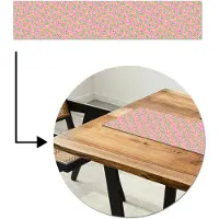 MuchoWow Tafelloper 150x30 cm - Tafelmat vinyl Roze - Streepjes - Groen - Peer - Tafeldecoratie - Tafelversiering - Keuken decoratie - Tafel versiering