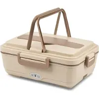 Aura Elektrische Lunchbox - Lunchbox Elektrisch - Broodtrommel Elektrisch - 3 in 1 - 1L- Beige / Bruin- 26cm x 19cm x 10cm