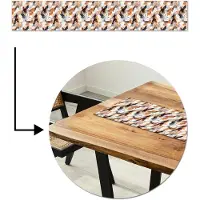 MuchoWow Tafelloper 180x30 cm - Tafelmat vinyl Penseelstreken - Oranje - Grijs - Tafeldecoratie - Tafelversiering - Keuken decoratie - Tafel versiering