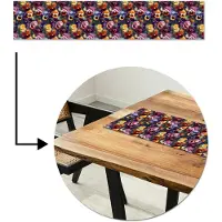 MuchoWow Tafelloper 150x30 cm - Tafelmat vinyl Viooltjes - Kleuren - Bloemblaadjes - Tafeldecoratie - Tafelversiering - Keuken decoratie - Tafel versiering