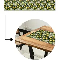 MuchoWow Tafelloper 200x40 cm - Tafelmat vinyl Hangende - Citroenen - Witte - Bloemetjes - Tafeldecoratie - Tafelversiering - Keuken decoratie - Tafel versiering