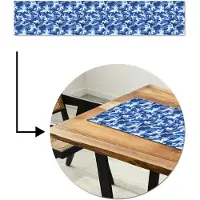 MuchoWow Tafelloper 200x40 cm - Tafelmat vinyl Blauw - Camouflage - Golvend - Tafeldecoratie - Tafelversiering - Keuken decoratie - Tafel versiering