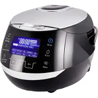 Aura Rijstkoker - Rijststoompan - Koker - Zwart en Ziver - 6 Multicookfuncties - Zwart en Zilver - 41cm x 32cm x 26cm