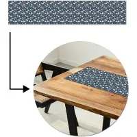 MuchoWow Tafelloper 150x30 cm - Tafelmat vinyl Patroon - Bloemen - Wit - Blauw - Tafeldecoratie - Tafelversiering - Keuken decoratie - Tafel versiering