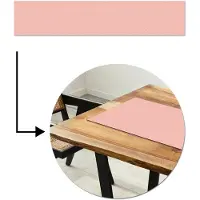MuchoWow Tafelloper 200x40 cm - Tafelmat vinyl Zalmroze - Strepen - Patroon - Tafeldecoratie - Tafelversiering - Keuken decoratie - Tafel versiering