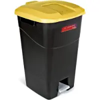 DNA Prullenbak 60 Liter - Prullenbak - Pedaalemmer 60 Liter - Zwart en Geel - 43cm x 40cm x 65cm