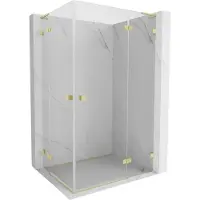 Mexen Lunar L Duo douchecabine draaibaar rechts 110 x 70 , transparant, geborsteld goud - 834L-110P-070L-55-00