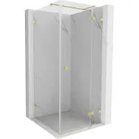 Mexen Lunar T scharnierende douchecabine rechts 100 x 100 , transparant, goud geborsteld - 834T-100-100-55-00-P