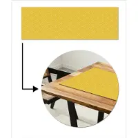 MuchoWow Tafelloper 150x50 cm - Tafelmat vinyl Wit - Geel - Patroon - Geometrisch - Tafeldecoratie - Tafelversiering - Keuken decoratie - Tafel versiering