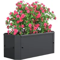 VCM Metall Hochbeet 39x18x16 cm, rechteckiger Pflanzkasten für Balkon Terrasse Garten, Blumenkasten mit und ohne Boden nutzbar, Balora S