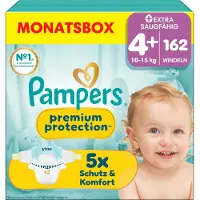 Pampers Premium Protection Maat 4+ - 162 Luiers - 10kg-15kg - Maandbox