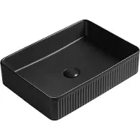 Mexen Grovo gegroefde opzetwastafel 50 x 34 cm, zwarte mat - 22305085