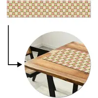 MuchoWow Tafelloper 200x40 cm - Tafelmat vinyl Olijfgroen - Hartjes - Patroon - Retro - Tafeldecoratie - Tafelversiering - Keuken decoratie - Tafel versiering