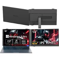 Blackview GamiBook8 Gaming Laptop (AMD Ryzen7 7735HS/16G/512G) + SCM6 14" Draagbare Monitor Set, All-in-One Gaming & Kantoor Accessoires (Laptop Tas/Muis/Toetsenbordstickers, Grijs)