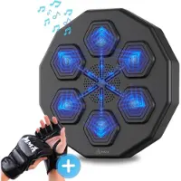 FOXLY Boksmachine met muziek & Bluetooth Inclusief kinderhandschoenen - Bokszak - Boksmachine - Wandmontage - Zwart