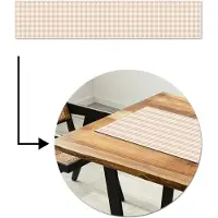 MuchoWow Tafelloper 200x40 cm - Tafelmat vinyl Plaid - Patroon - Vierkant - Beige - Tafeldecoratie - Tafelversiering - Keuken decoratie - Tafel versiering