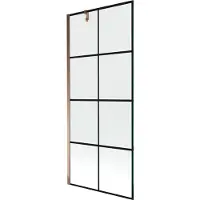 Mexen Next éénvleugelige badwand 80 x 150 , zwart raster, roze goud - 895-080-000-00-77-60