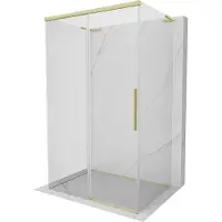 Mexen Rox-3S L douchecabine 3-zijdig schuifbaar 125 x 85 , transparant, goud geborsteld - 8C2L-125-085-55-00-3S