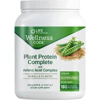Life Extension - Wellness Code Plant Protein Complete & Amino Acid Complex - 450 gram Poedervorm - 15 Dagdoseringen - 18 gram Proteïne per dagdosering - Voedingssupplementen