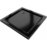 Mexen Flat kwadratische douchebak slim 70 x 70 , zwart, zwarte sifon - 40707070B