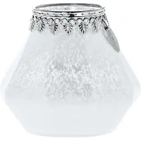 Riverdale - waxinelichtjeshouder - Sfeerlicht - Glow - wit - zilver - H13 cm - Ø 15 cm - glas