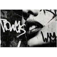 PosterMonkey Poster 30x20 cm - Gezicht - Mond - Graffiti - Zwart - Posters - Kamer decoratie - Wanddecoratie woonkamer - Muurdecoratie slaapkamer