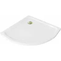 Mexen Flat kwartronde slanke douchebak 90 x 90 , wit, sifon goud - 41109090G