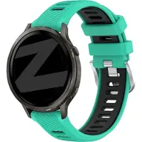 Bandz Sport bandje met gesp geschikt voor Garmin Vivoactive 4s / Vivomove 3s / Venu 4 - 41mm / Venu 3s / Venu 2s / Forerunner 265s / Forerunner 255s - Aqua/Zwart