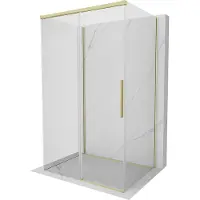 Mexen Rox-3S 3-zijdige schuifdouchecabine 125 x 85 , transparant, goud geborsteld - 8C2-125-085-55-00-3S
