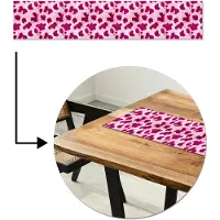 MuchoWow Tafelloper 150x30 cm - Tafelmat vinyl Koeienprint - Roze - Harig - Tafeldecoratie - Tafelversiering - Keuken decoratie - Tafel versiering