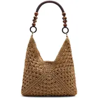 Manfield Beige raffia schoudertas | Maat Onesize