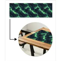 MuchoWow Tafelloper 150x50 cm - Tafelmat vinyl Groen - Bliksem - Storm - Tafeldecoratie - Tafelversiering - Keuken decoratie - Tafel versiering