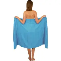 Betz Badhanddoek XXL strandhanddoek Lines 100% katoen grootte 90 x 180 cm kleur aqua