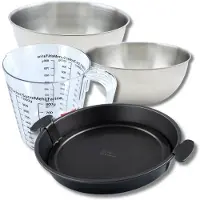 Zenker Bakkersset met quichevorm 28 cm, 2 mengkommen, maatbeker en spatel