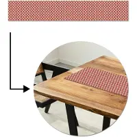 MuchoWow Tafelloper 180x30 cm - Tafelmat vinyl Chic - Patroon - Rood - Wit - Tafeldecoratie - Tafelversiering - Keuken decoratie - Tafel versiering