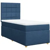 vidaXL Boxspring met matras stof blauw 90x200 cm